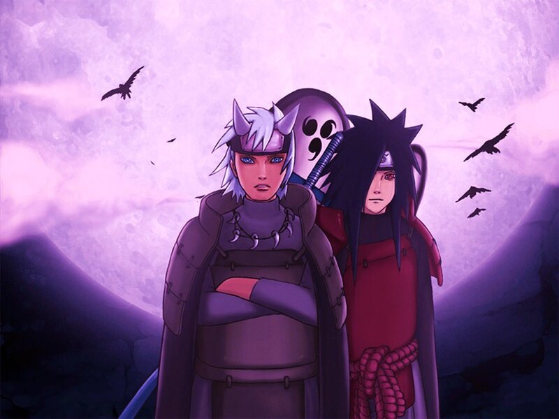 Two Anime Characters — Purple, Dramatic, Night, Crows