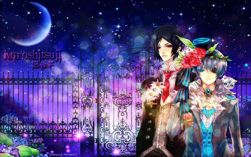 Two Anime Characters — Purple, Dramatic, Night, Digital Art