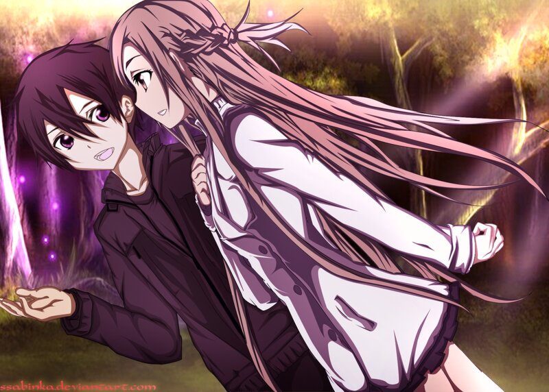 Two Anime Characters — Purple, Dramatic, Night, Forest