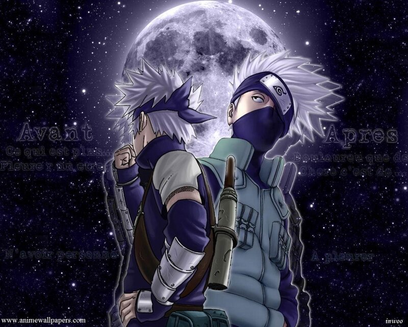 Two Anime Characters — Purple, Dramatic, Night, Moon, Stars