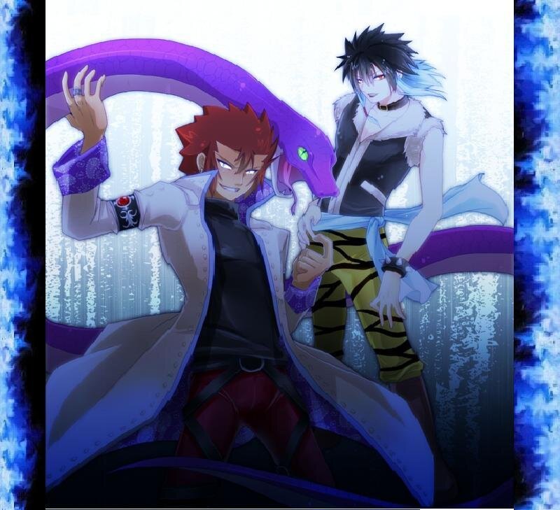 Two Anime Characters — Purple, Dramatic, Snake
