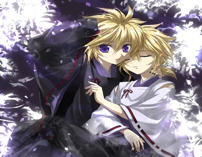 Two Anime Characters — Purple, Dramatic, Spring