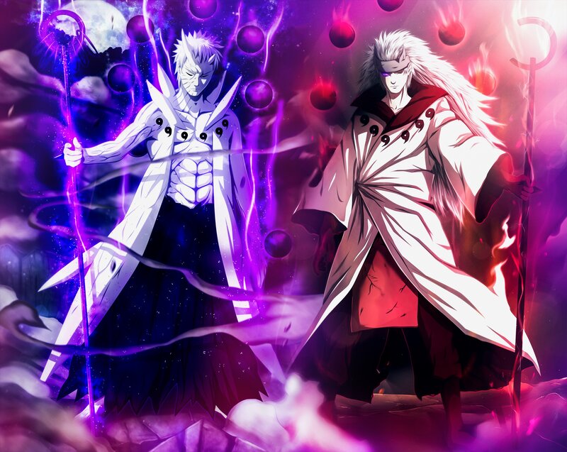 Two Anime Characters — Purple, Dramatic, Staffs, Energy Spheres