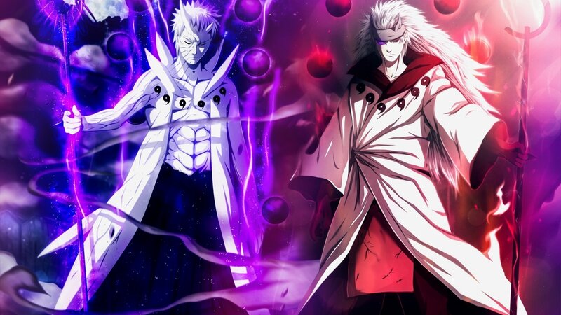 Two Anime Characters — Purple, Dramatic, Staffs