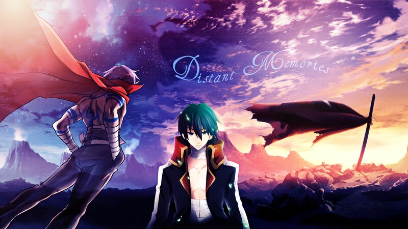 Two Anime Characters — Purple, Dramatic, Sunset, Cape