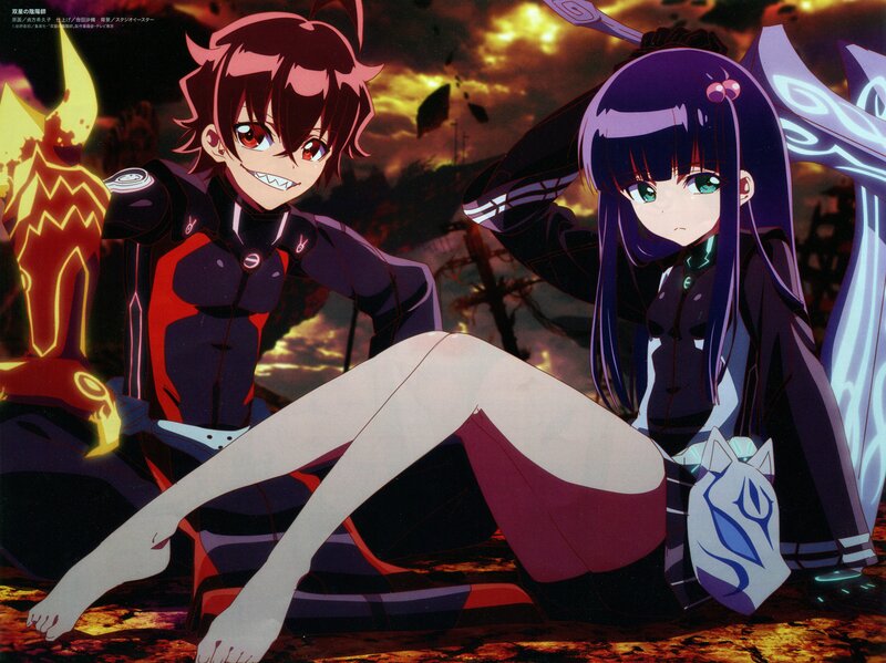 Two Anime Characters — Purple, Dramatic, Sunset, Fire