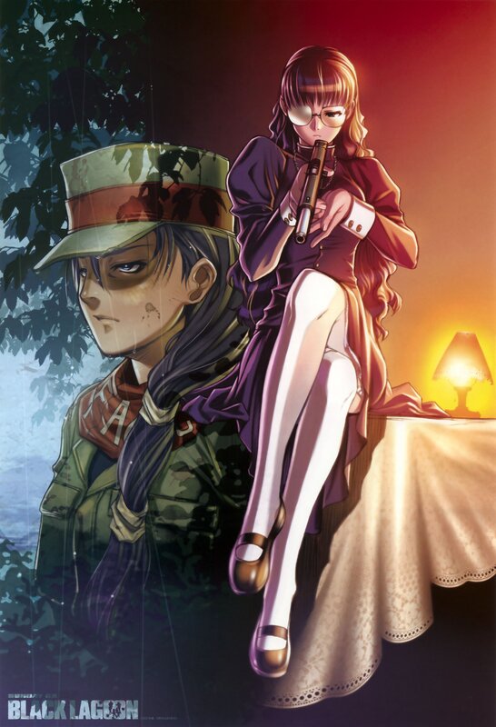 Two Anime Characters — Purple, Dramatic, Sunset, Gun, Lamp