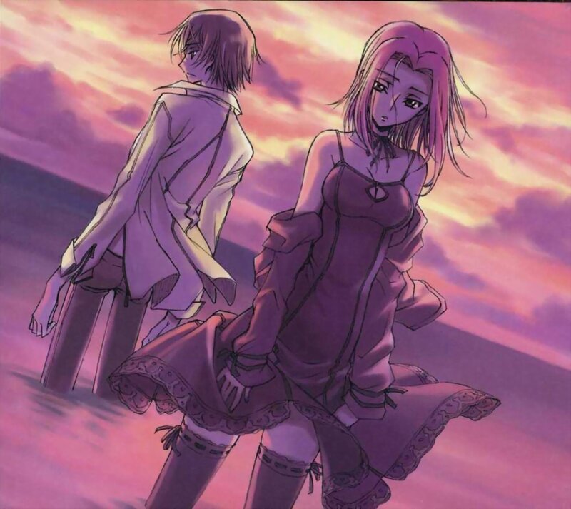 Two Anime Characters — Purple, Dramatic, Sunset, Manga