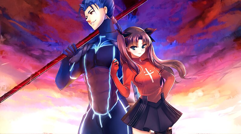 Two Anime Characters — Purple, Dramatic, Sunset, Sword