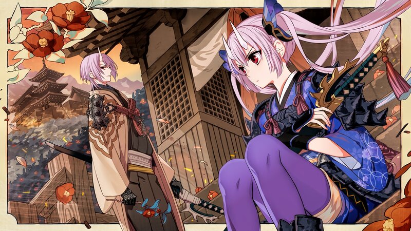 Two Anime Characters — Purple, Dramatic, Sunset, Swords