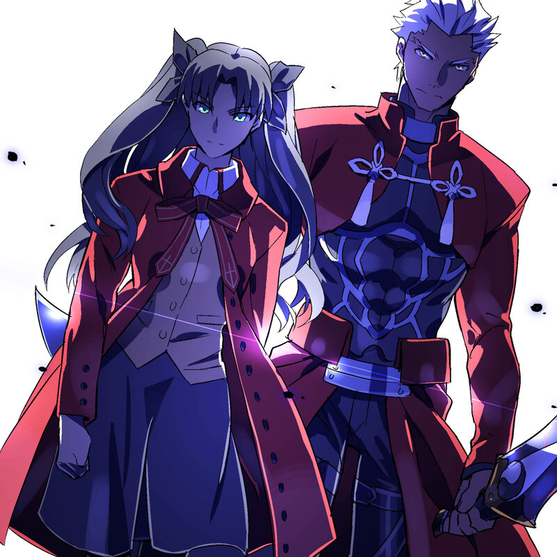 Two Anime Characters — Purple, Dramatic, Swords, Long Coats