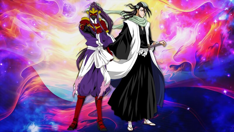 Two Anime Characters — Purple, Dramatic, Swords, Spiritual Energy