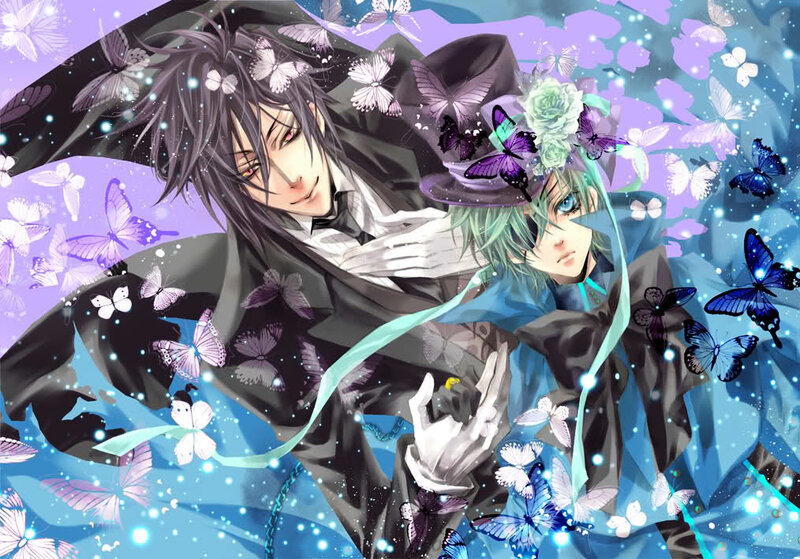 Two Anime Characters — Purple, Dreamy, Butterflies