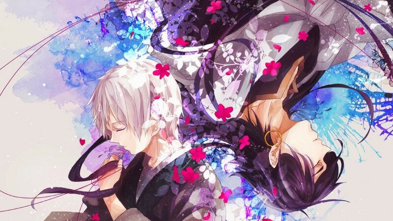 Two Anime Characters — Purple, Dreamy, Flowers