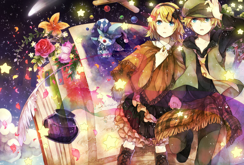 Two Anime Characters — Purple, Dreamy, Night, Digital Art