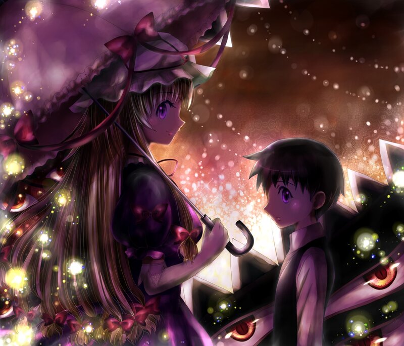 Two Anime Characters — Purple, Dreamy, Night, Umbrella