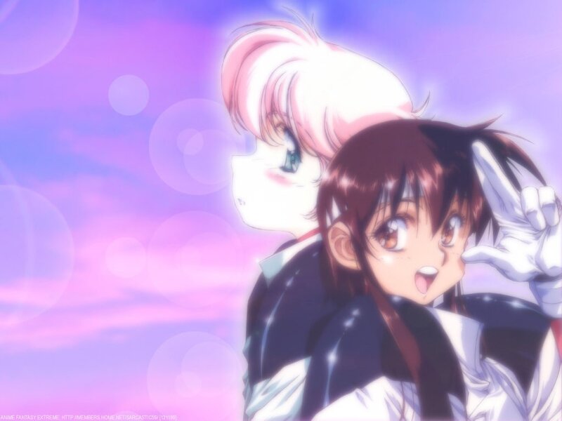 Two Anime Characters — Purple, Dreamy, Sunset, Anime Art