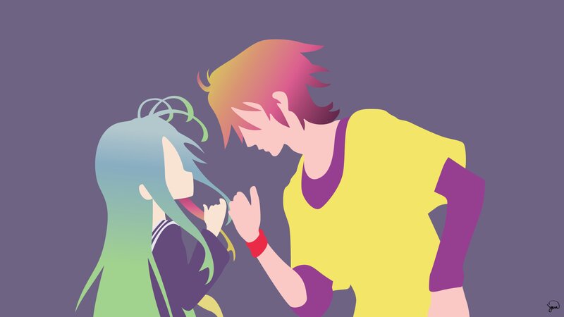 Two Anime Characters — Purple, Intimate, Digital Art