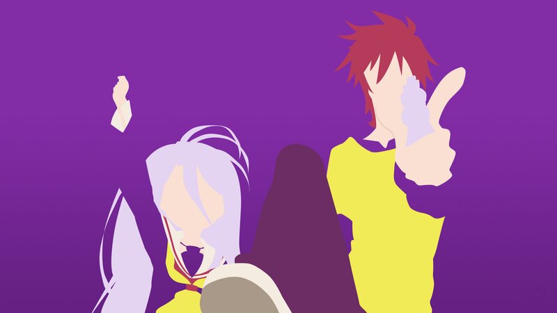 Two Anime Characters — Purple, Neutral, Purple Background