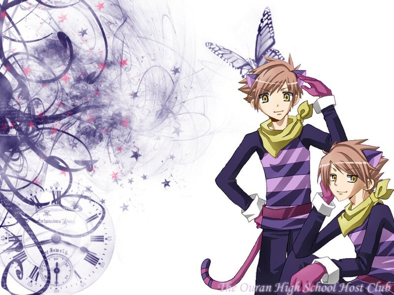 Two Anime Characters — Purple, Playful, Clock
