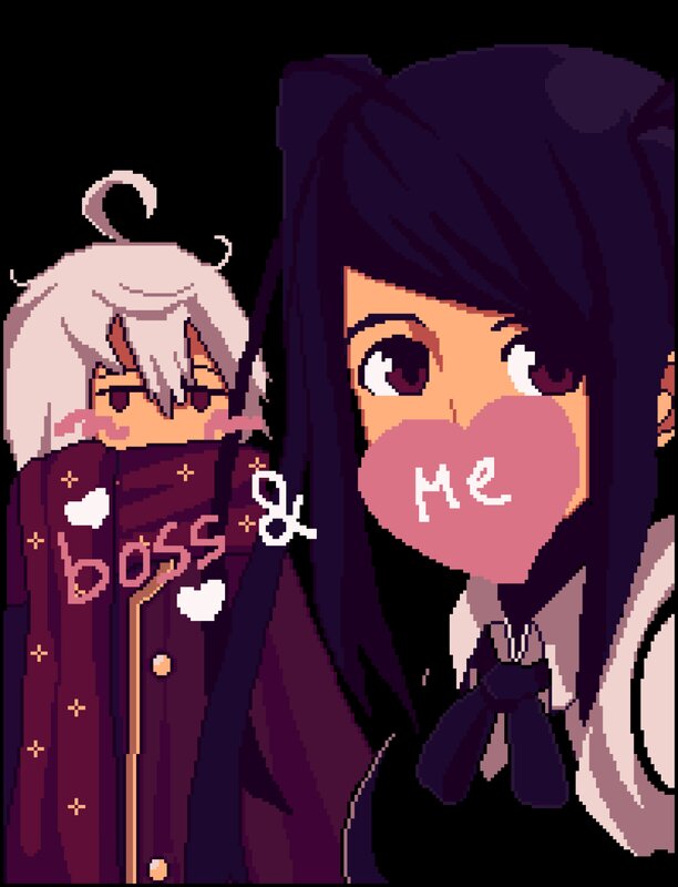 Two Anime Characters — Purple, Playful, Pixel Art