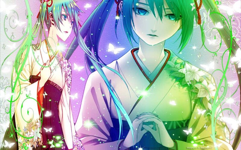 Two Anime Characters — Purple, Serene, Butterflies