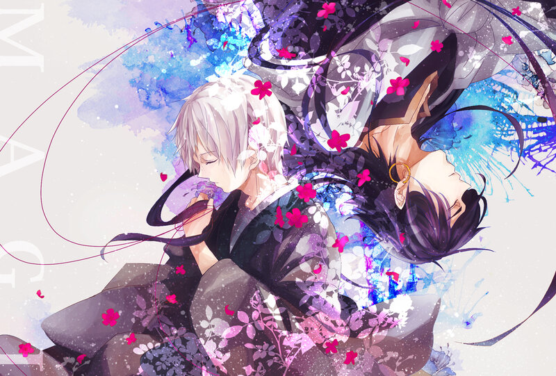 Two Anime Characters — Purple, Serene, Digital Art