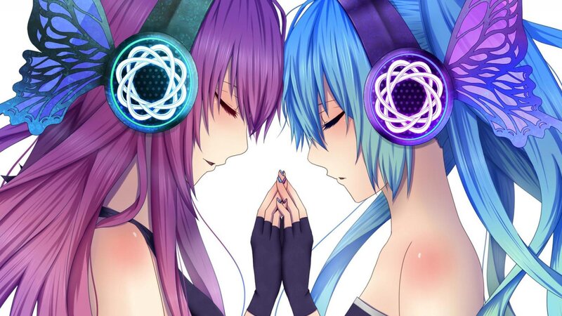 Two Anime Characters — Purple, Serene, Headphones