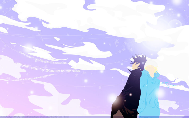 Two Anime Characters — Purple, Serene, Night, Clouds