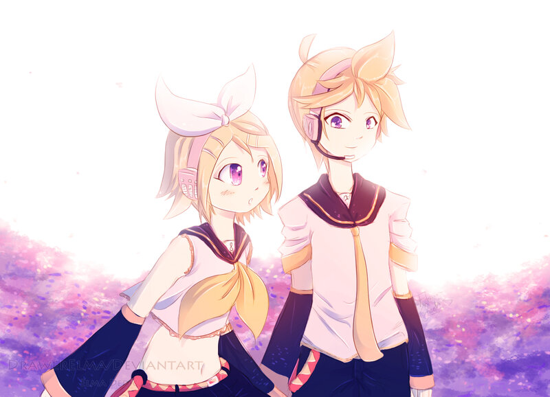 Two Anime Characters — Purple, Serene, Spring, Headphones