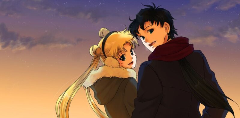 Two Anime Characters — Purple, Serene, Sunset, Sky, Stars