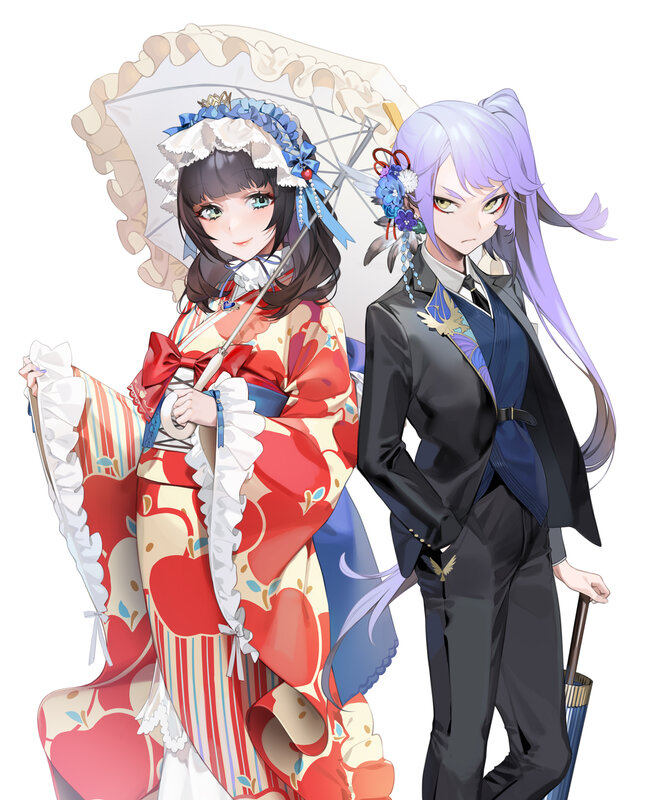 Two Anime Characters — Red, Calm, Digital Art