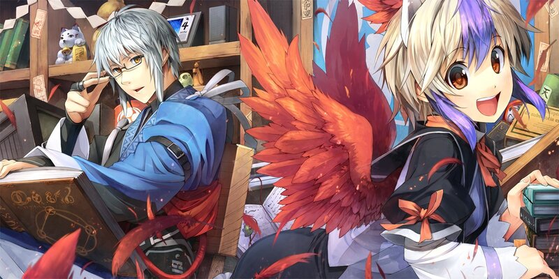 Two Anime Characters — Red, Cheerful