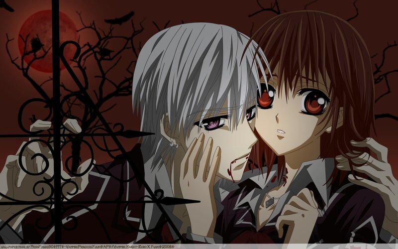 Two Anime Characters — Red, Dark, Dramatic, Night