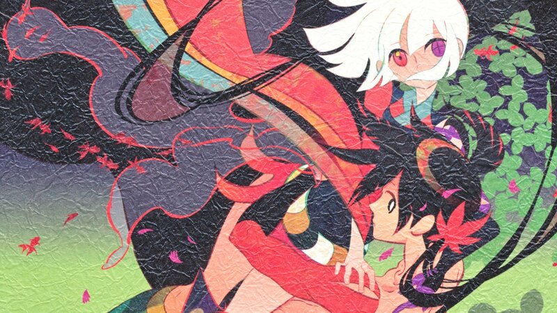 Two Anime Characters — Red, Dramatic, Autumn, Red Maple Leaf