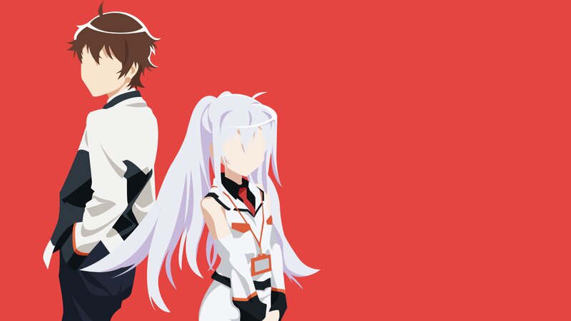 Two Anime Characters — Red, Dramatic, Back View