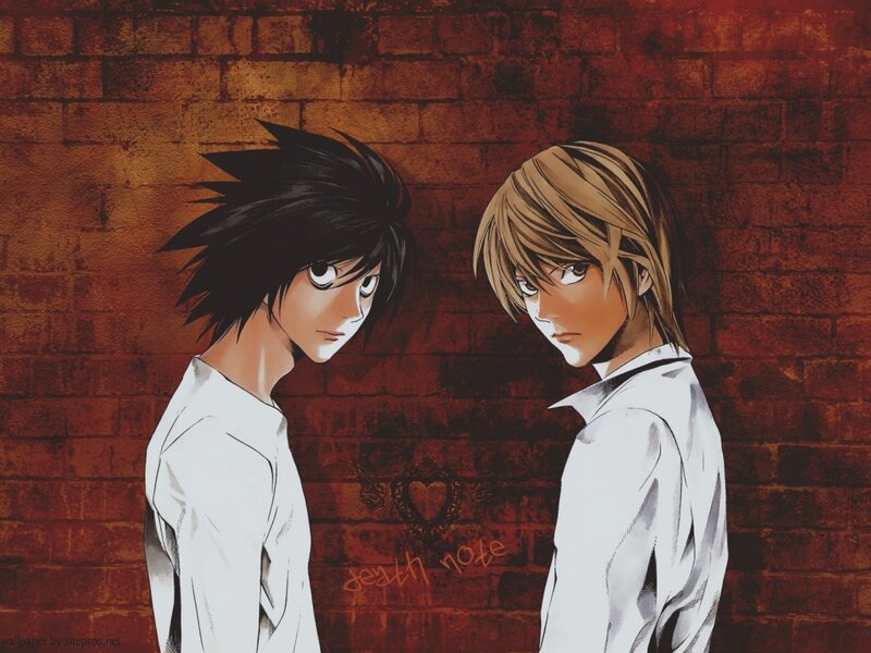Two Anime Characters — Red, Dramatic, Brick Wall