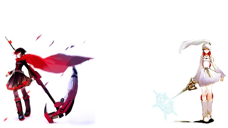 Two Anime Characters — Red, Dramatic, Digital Art, Red Cape