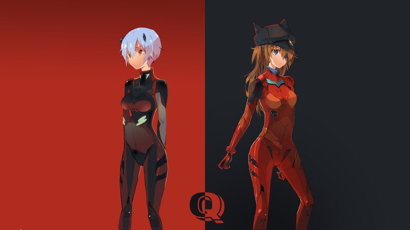 Two Anime Characters — Red, Dramatic, Digital Art, Suits