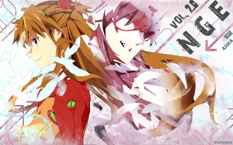 Two Anime Characters — Red, Dramatic, Feathers