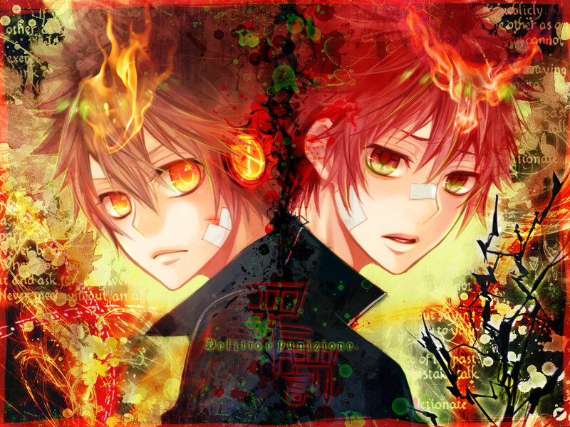 Two Anime Characters — Red, Dramatic, Fire, Bandages