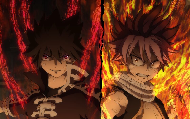 Two Anime Characters — Red, Dramatic, Fire, Flames