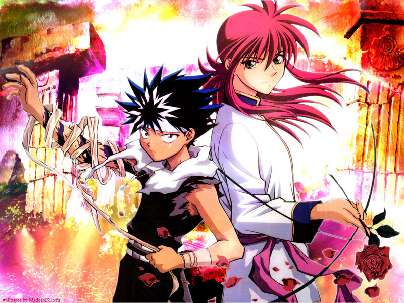 Two Anime Characters — Red, Dramatic, Fire, Rose