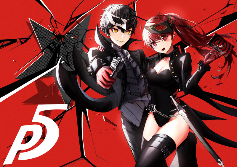 Two Anime Characters — Red, Dramatic, Gun, Sword
