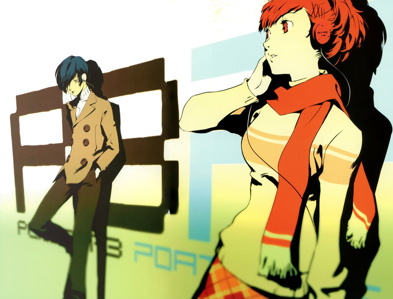 Two Anime Characters — Red, Dramatic, Headphones, Scarf
