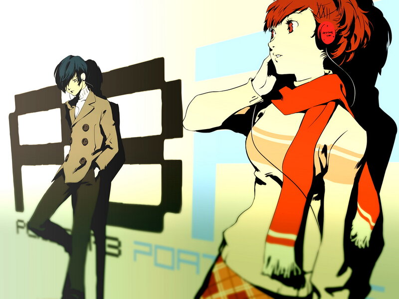 Two Anime Characters — Red, Dramatic, Headphones