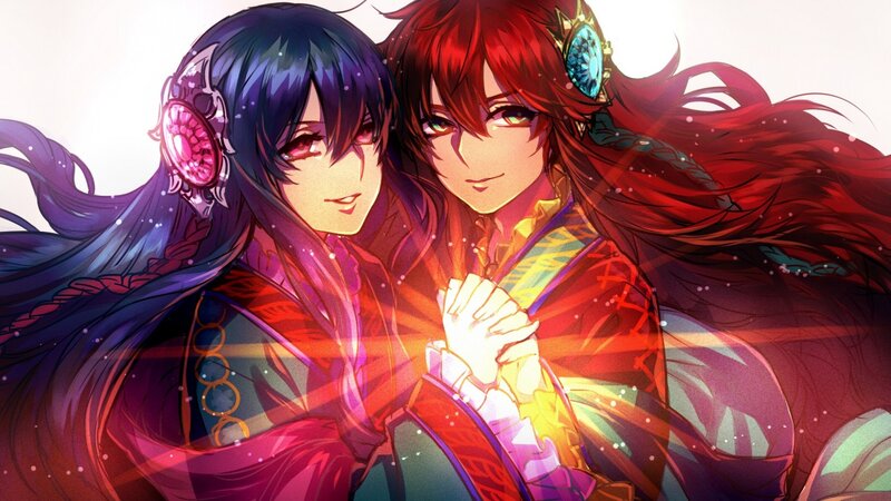 Two Anime Characters — Red, Dramatic, Long Hair