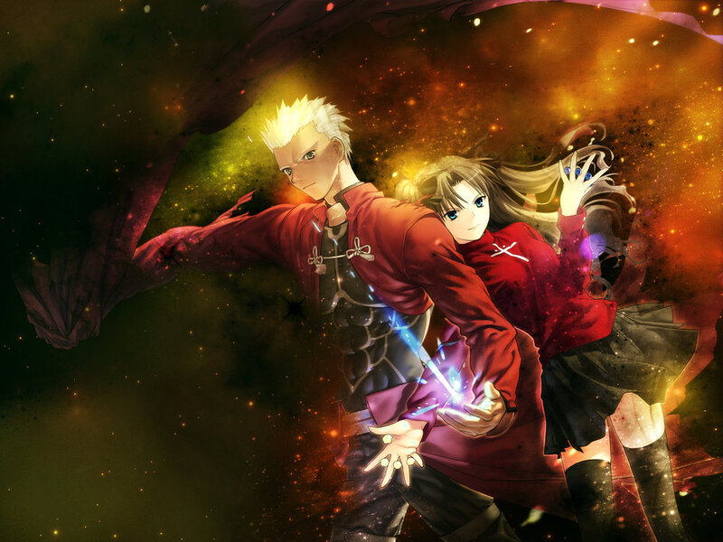Two Anime Characters — Red, Dramatic, Magic, Sparkles