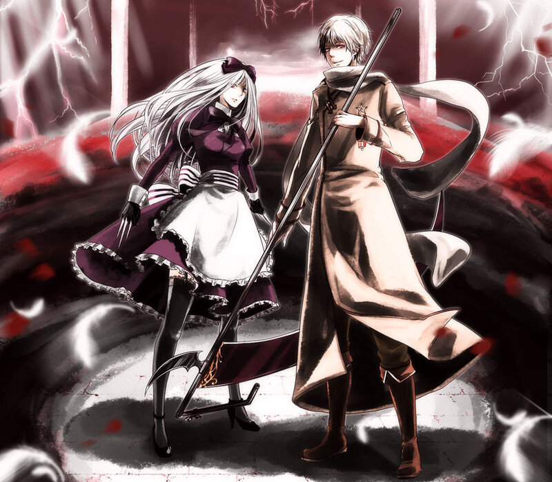 Two Anime Characters — Red, Dramatic, Manga, Sword