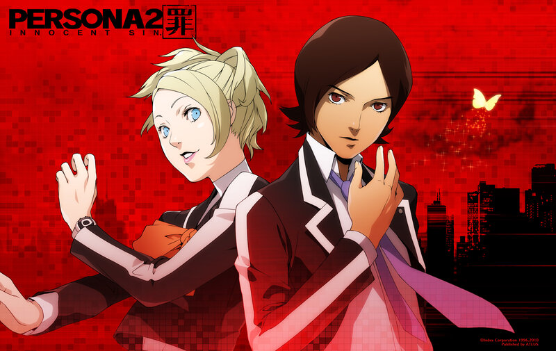 Two Anime Characters — Red, Dramatic, Night, City Skyline